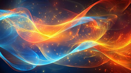 Obraz premium Abstract Glowing Waves with Sparks and Texture