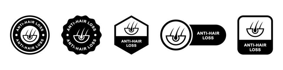 Anti Hair Loss - vector signs for beauty product labeling.