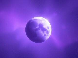 Fototapeta premium Ethereal celestial body floating in a void of shimmering purple gas, starlight, nebula