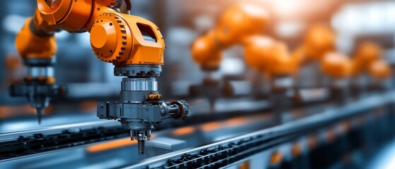 Advanced industrial robot arm automating manufacturing processes in a smart factory enhanced efficiency and precision in modern production