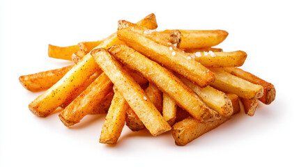 Delicious golden fries stacked high, perfectly cooked and crispy, ideal for fast food menus, snack ideas, or gourmet meal presentations.