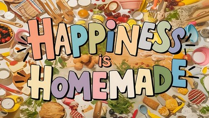 Happiness is Homemade Illustartion,Typography,Banner,Poster T-shirt Design Motivational Quote