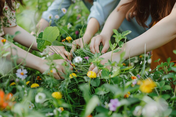 Obraz premium Generative AI Image of Gardener Caring for Flowers and Plants in a Vibrant Greenhouse Garden
