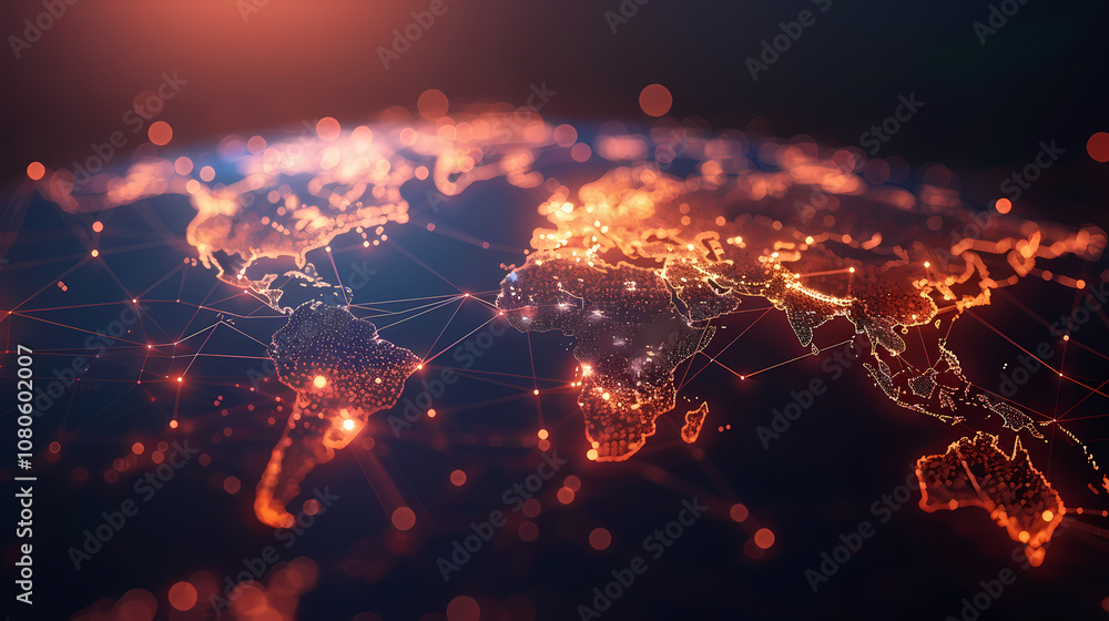 Poster burning world map in the fictional digital generated ai