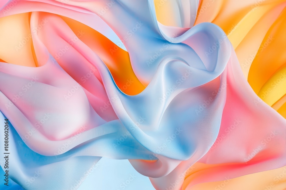Poster vibrant abstract flowing shapes with multicolored gradients and smooth curves in modern art design