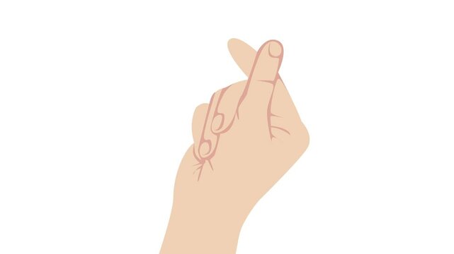 Hand Gesture Cartoon Showing Popular Finger Heart Love Sign on White Background
