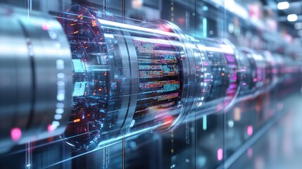Fototapeta premium Futuristic data processing technology with vibrant visual elements.