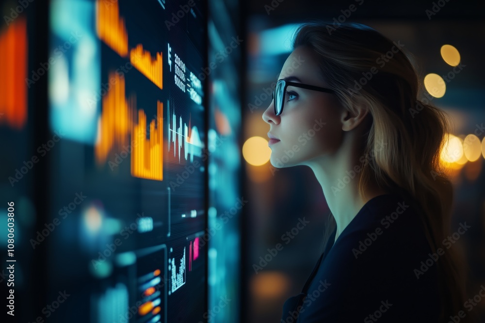 Aufkleber Analyzing Business Data A Key Moment of Insight and Strategic Development for Future Success and Growth in Various Fields and Industries, Driving Valuable Decisions in Business and Leadership