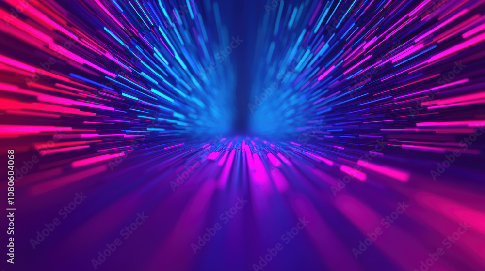 Wall mural dynamic abstract light streaks radiate from the center, creating a vibrant illusion of movement in a