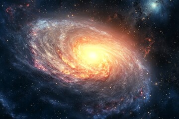 Stunning alien world illuminated by a spiral galaxy and a sky full of glittering stars and nebulae