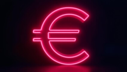 neon symbol of monetary unit of Europe. Red Euro sign