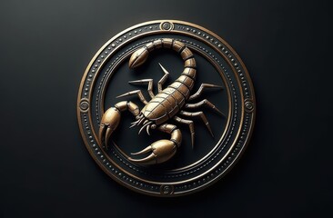 scorpio Zodiac Sign Astrology and Fortune Telling Background, Logo Icon Design on Dark Background. Astrology Creative Hero Image