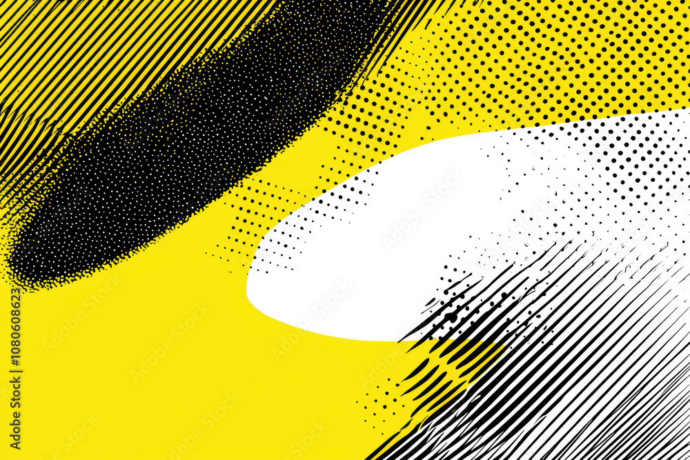 Aufkleber abstract design featuring bold yellow background with dynamic black and white patterns, ideal for mo