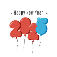 3d balloons in shape of 2025 numbers. Font of 2, 5 and zero signs for party decoration, new year celebration, greeting card. Glossy digits balloons, vector realistic illustration