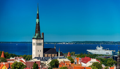 Saint Olaf's Church in old Tallinn, Estonia.