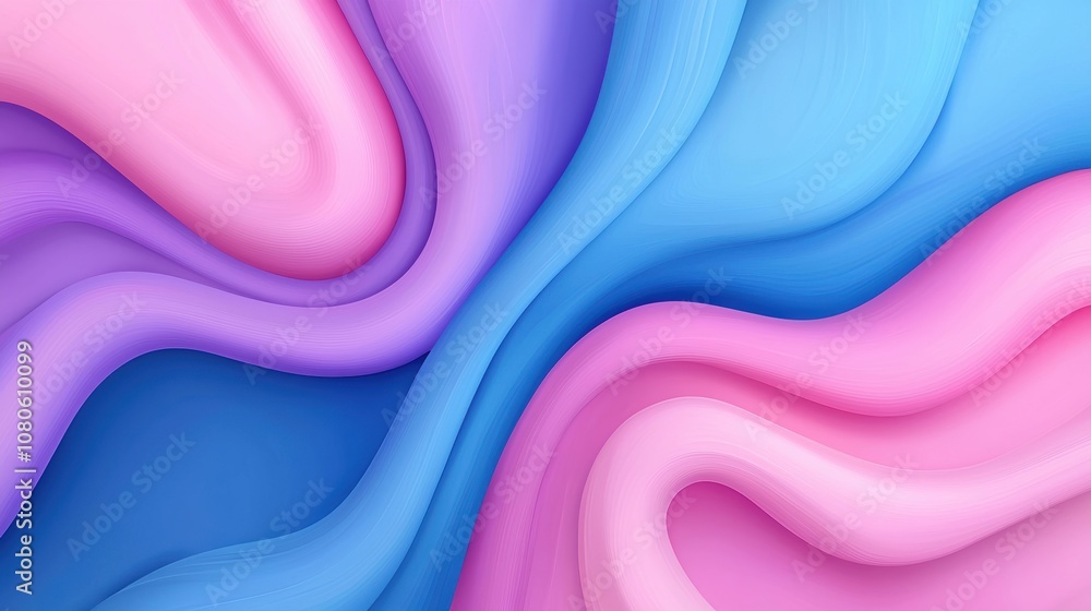 Poster an abstract wave pattern in vibrant pink and blue shades, creating a fluid and dynamic visual experi