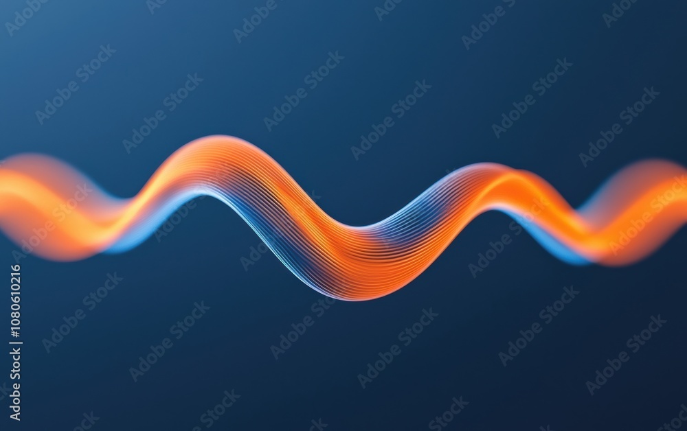 Poster abstract wave pattern with flowing lines in blue and orange, creating a visually captivating design 
