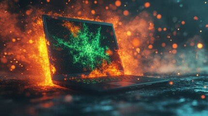 Obraz premium The Burning Laptop Effect