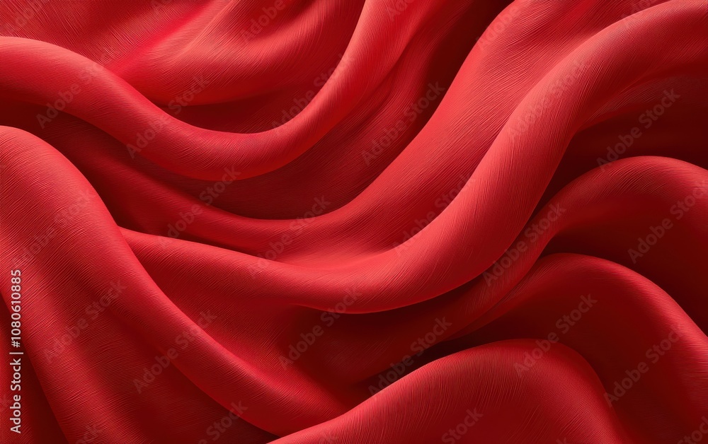 Poster beautiful crimson fabric gracefully draping in soft waves, creating an elegant and luxurious visual 
