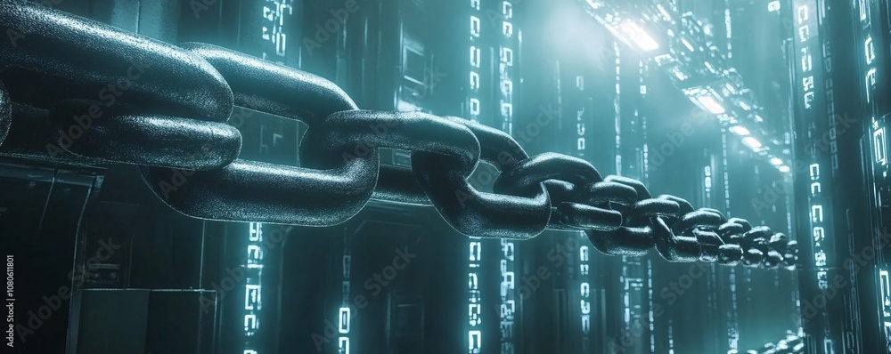 Poster Blockchain technology securing data stream in digital world