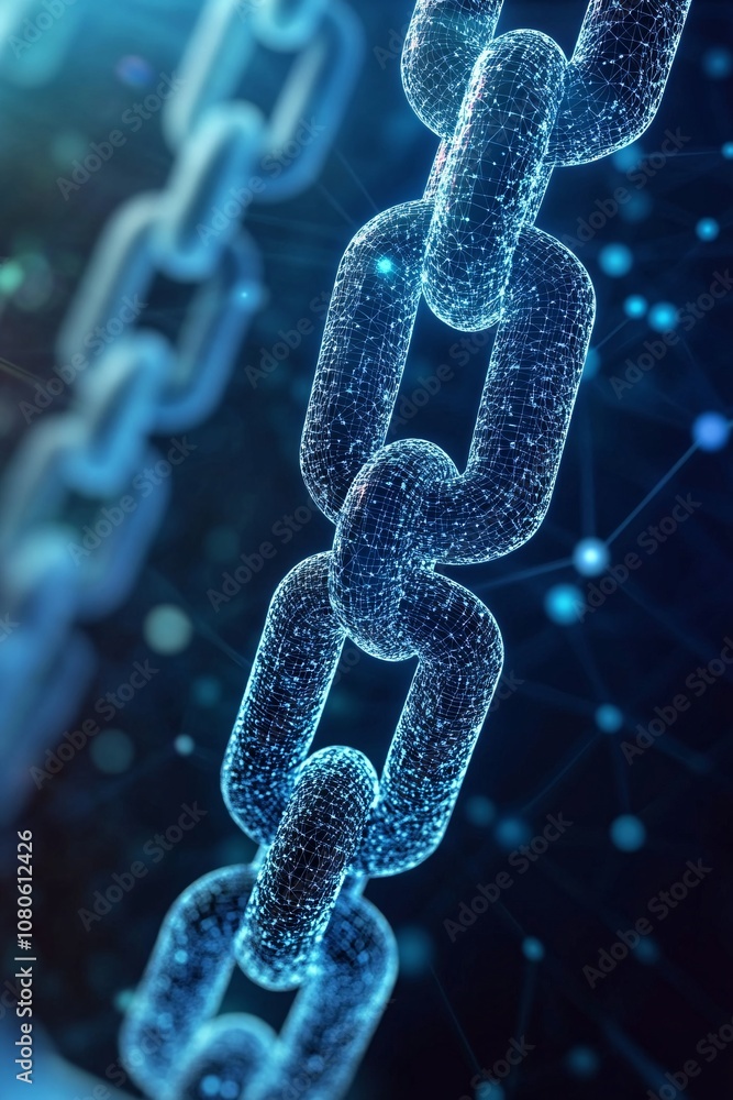 Poster Blockchain technology connecting digital links in secure network