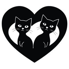 Valentine Cats Vector Art.
