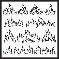 Fire flame illustration vector set