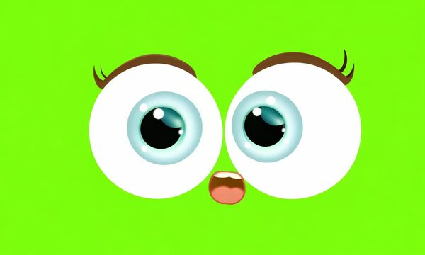 Cartoon eyes on a green background, blinking and looking up and down