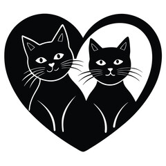 Valentine Cats Vector Art.