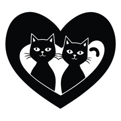 Valentine Cats Vector Art.