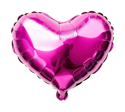 Pink shiny heart-shaped metallic balloon on a white background. isolated background.