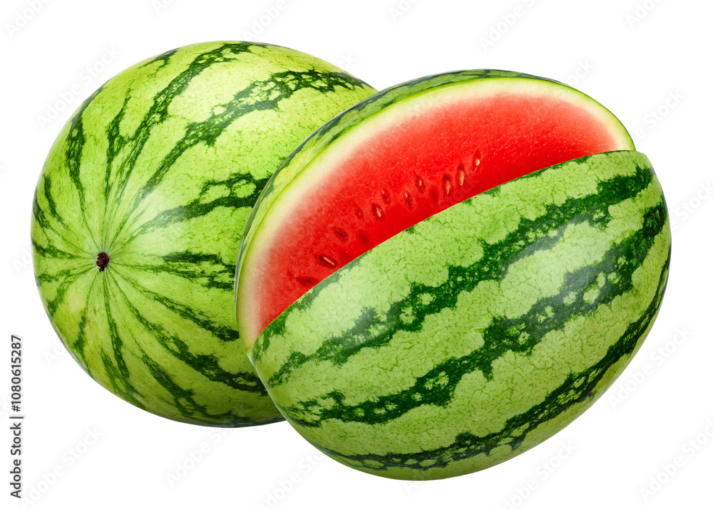 Poster watermelon isolated on white with clipping path