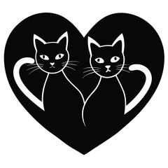 Valentine Cats Vector Art.