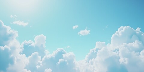 Bright Blue Sky with Puffy White Clouds, Perfect for Nature Backgrounds, Dreamy Skies, and Atmospheric Visuals