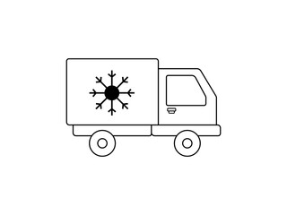Refrigerated Container Vehicle Carrying temperature-sensitive cargo Vector Icon Design