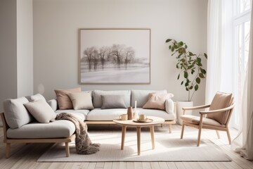 Naklejka premium Interior of a Scandinavian design living room