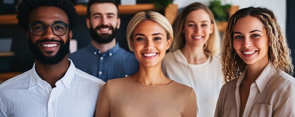 Diverse business team smiling together in modern office