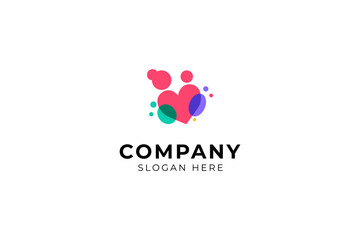 love family care logo with child and mother symbol icon in unique colorful flat design style