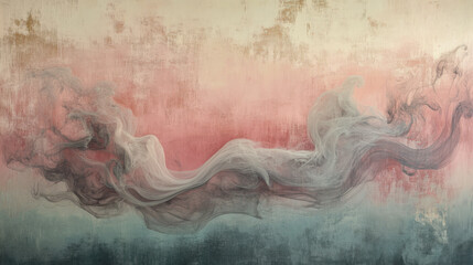 Fototapeta premium Abstract flowing smoke art in red, white, and gray tones