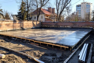 Obraz premium Laying and installation of roofing rolled waterproof