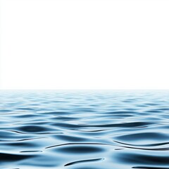 Rippling water surface with smooth waves on a white isolated background.