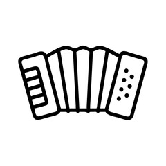 Accordion musical instrument icon in simple outline style, black and white