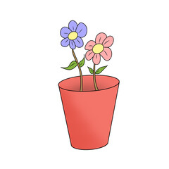 Flower in pot drawing