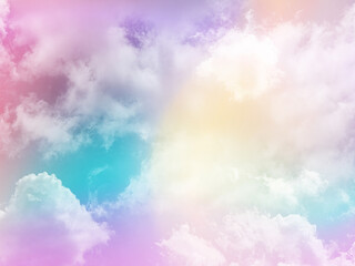 beauty sweet pastel blue and violet colorful with fluffy clouds on sky. multi color rainbow image. abstract fantasy growing light