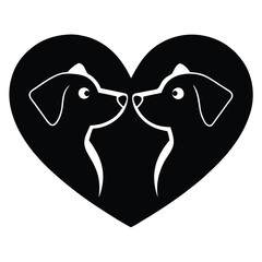 Valentine Black Dogs Vector Art.