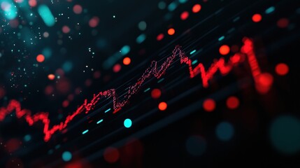Abstract digital graph with data points and trends illustrating financial market fluctuations and analysis.