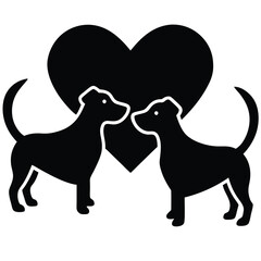 Valentine Black Dogs Vector Art.