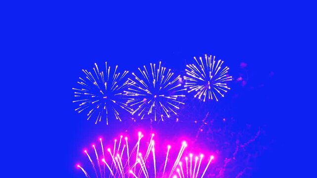 Spectacular abstract fireworks display at a festival celebrating New Year 2025 and Independence Day showcasing vibrant colors