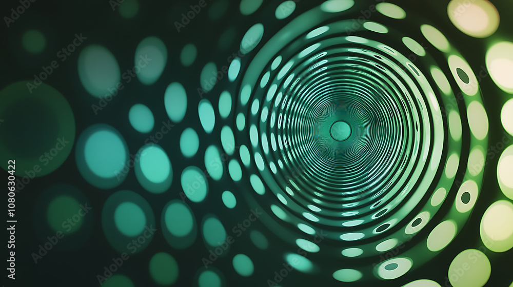Poster abstract circular shapes layered green textured image