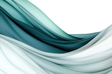 Obraz premium Abstract flowing fabric in green and white tones, creating a soothing visual effect.
